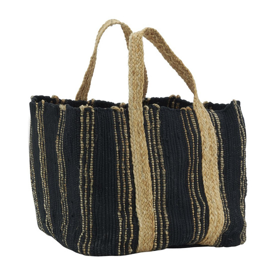 Corbeille de rangement en jute naturel et noir