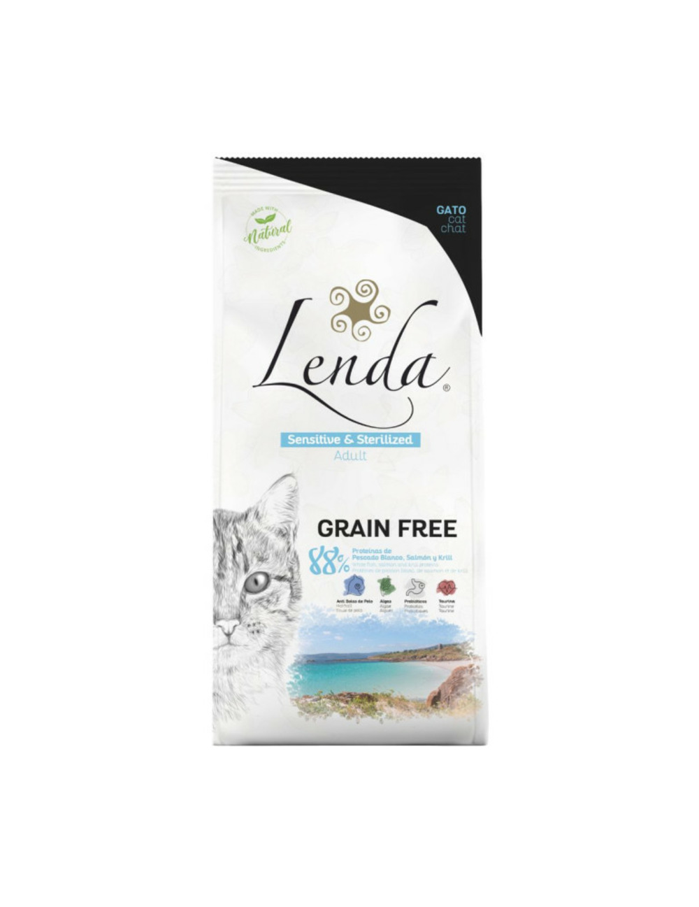 Adult cat sensitive & sterilized grain free - croquettes chat adulte sensible stérilisé poisson blanc et saumon - 2kg