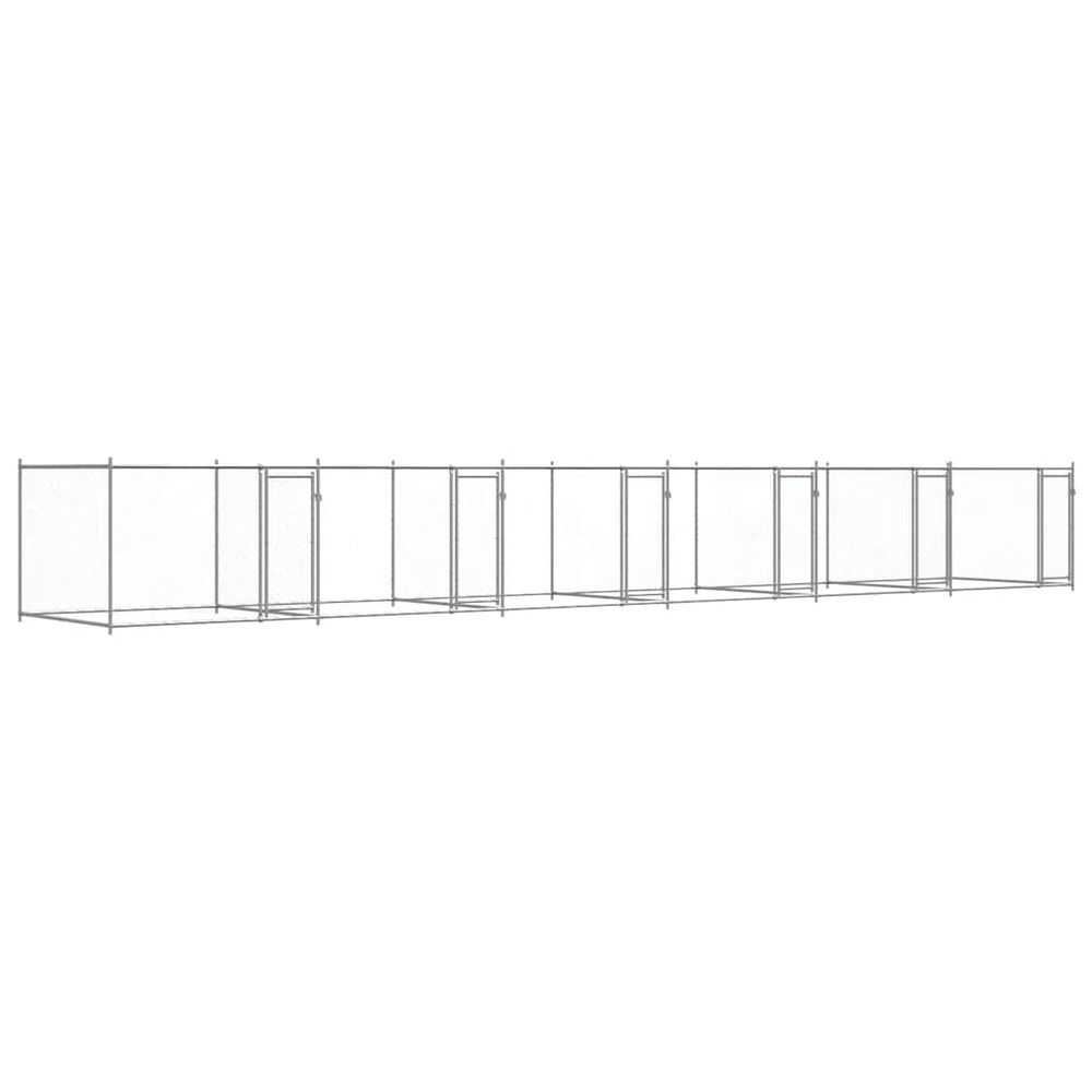 Cage pour chien avec portes gris 12x2x1,5 m acier galvanisé