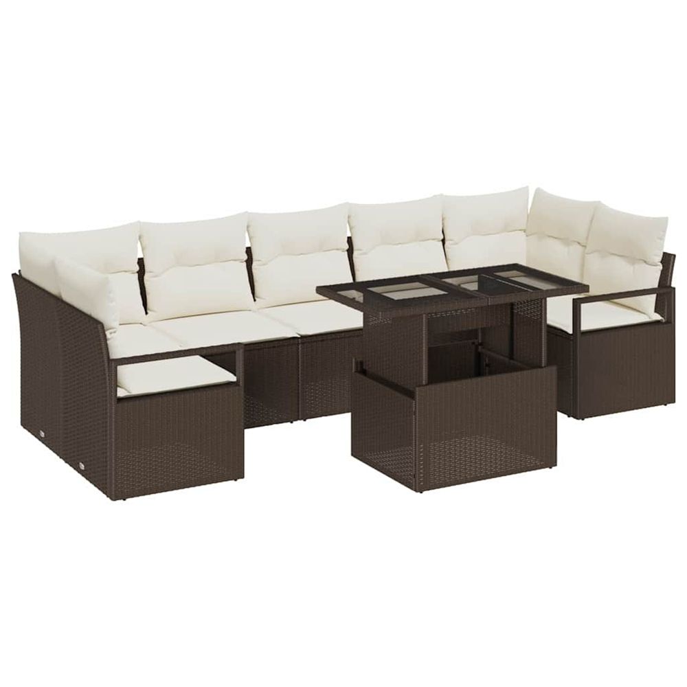 Ensemble de canapé de jardin 8 pc marron poly rotin