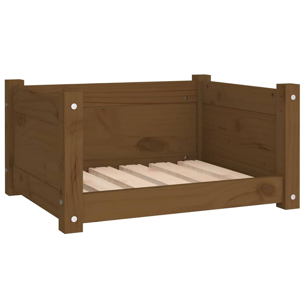 Lit pour chien marron miel 55,5x45,5x28 cm bois massif de pin
