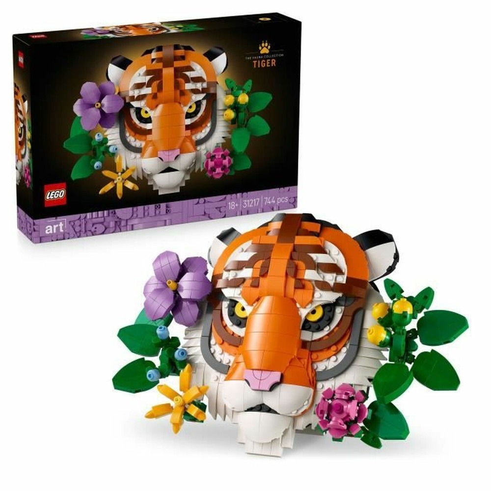 Lego art la collection faune - le tigre - set adulte avec fleurs