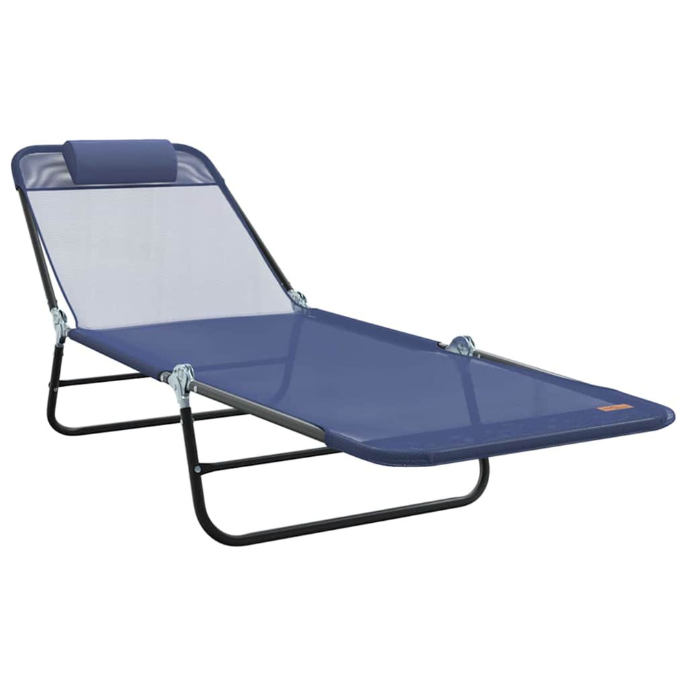 Chaise longue pliante bleu marine 182 x 55 x 85,5 cm textilène bain de soleil