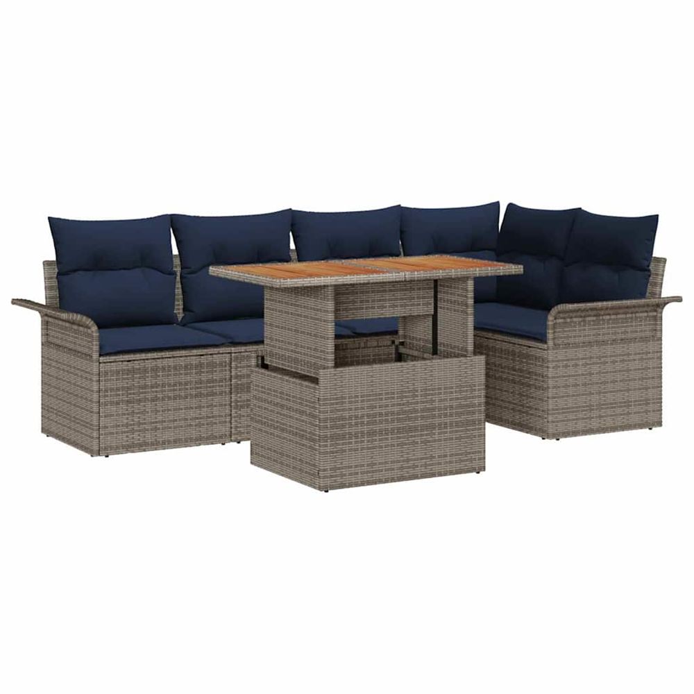 Ensemble de canapé de jardin 6 pc gris poly rotin
