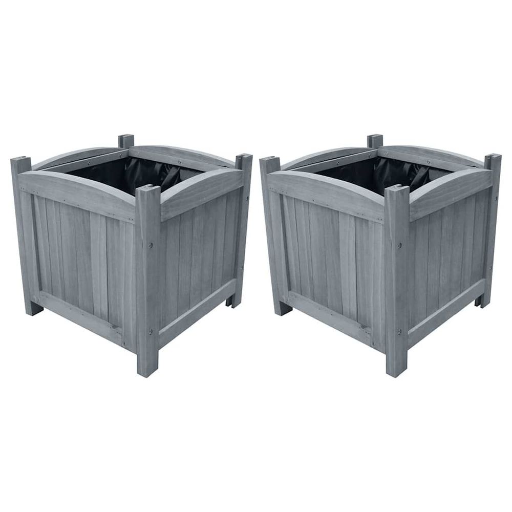 Lot de 2 carrés potagers en bois de sapin massif gris 30x30 cm