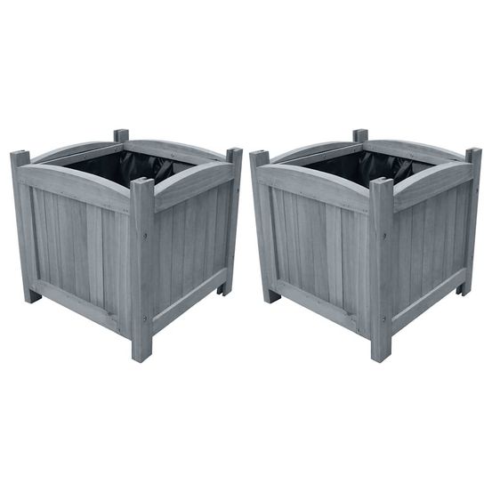 Lot de 2 carrés potagers en bois de sapin massif gris 30x30 cm