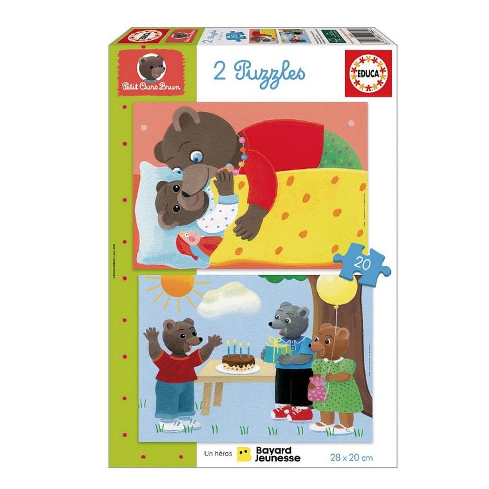 Puzzle 2x20 pcs petit ours brun