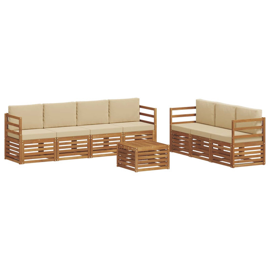 Ensembles de canapés avec coussin 8 pcs naturel et beige