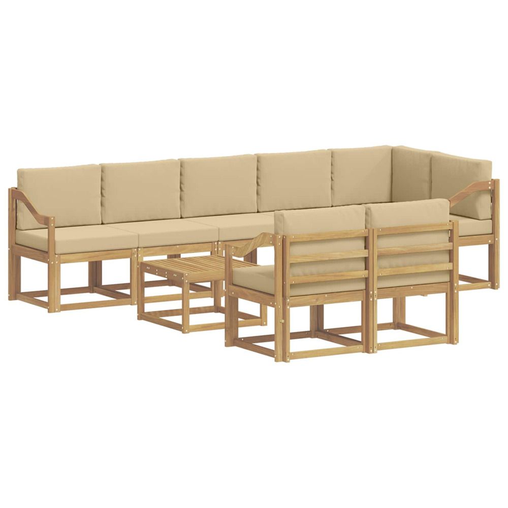 Ensemble de canapés d'extérieur 9 pc blanc et beige polyester