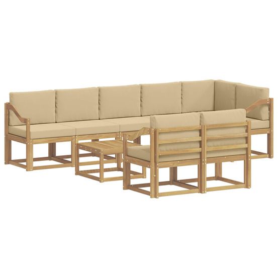 Ensemble de canapés d'extérieur 9 pc blanc et beige polyester