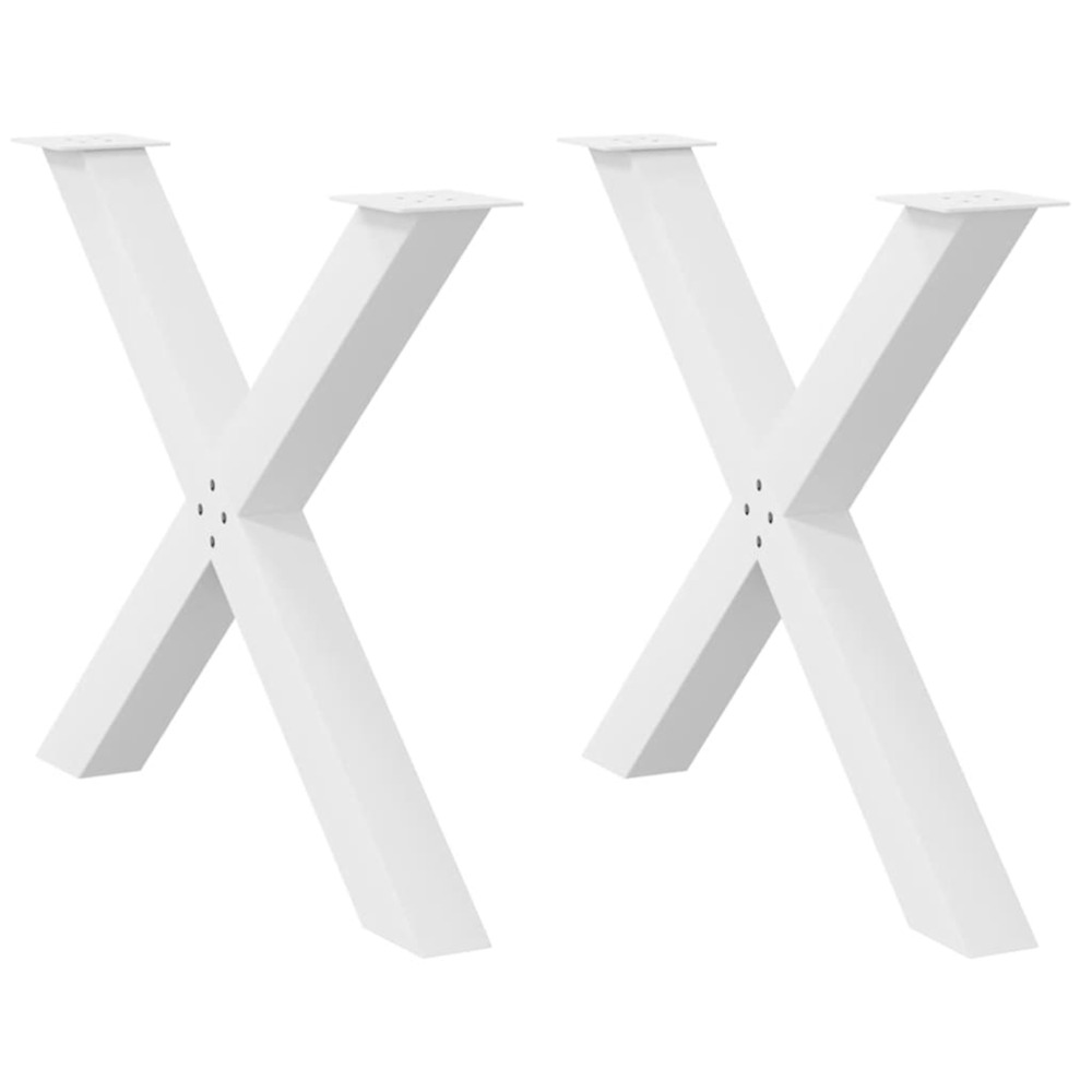 Pieds de table à manger en forme de x, 2 pièces, blanc, 90 x (72-73) cm, acier