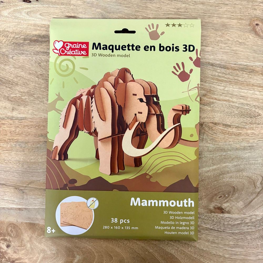 Maquette 3d en bois - mammouth