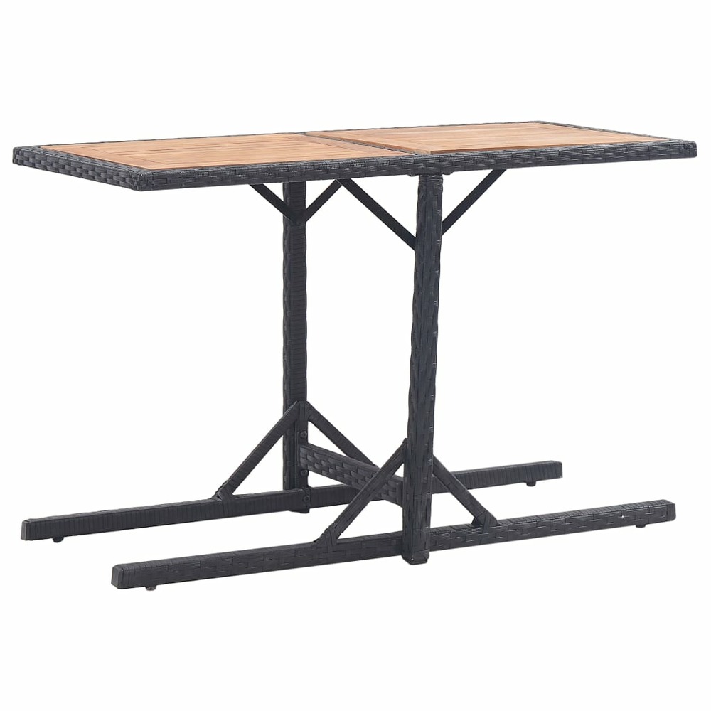 Table de jardin noir bois d'acacia solide et résine tressée