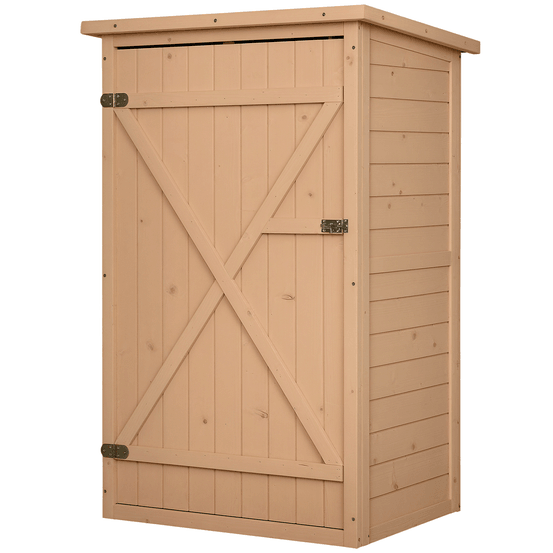 Armoire de jardin bois extérieur verrouillable toit étanche 75x56x115cm - comfortxl outdoor living