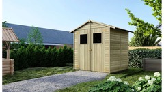 Abri de jardin en bois 3,46 m2 - 1,90x1,82 m - traité - couleur: vert - dom218 - altanka