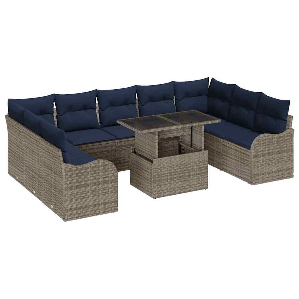 Ensemble de canapé de jardin 10 pc gris poly rotin
