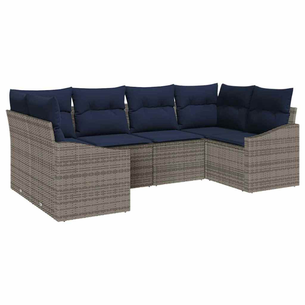 Ensemble de canapé de jardin 6 pcs gris et bleu marine