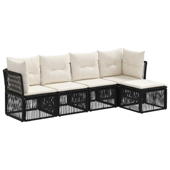 Ensemble de canapé de jardin 5 pc noir polyrotin
