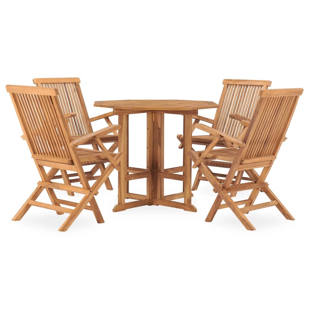 Ensemble à manger d'extérieur pliable 5 pcs bois solide de teck