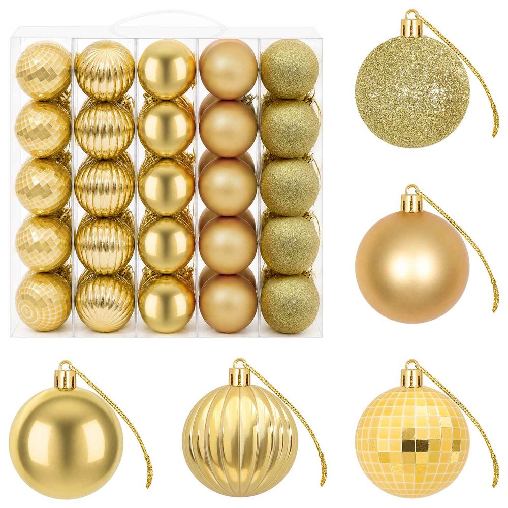 Ensemble de boules de noël 75 pc doré 6 cm polystyrène