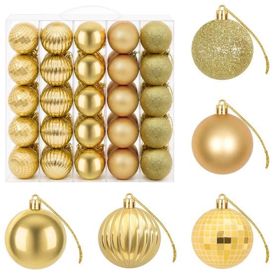 Ensemble de boules de noël 75 pc doré 6 cm polystyrène