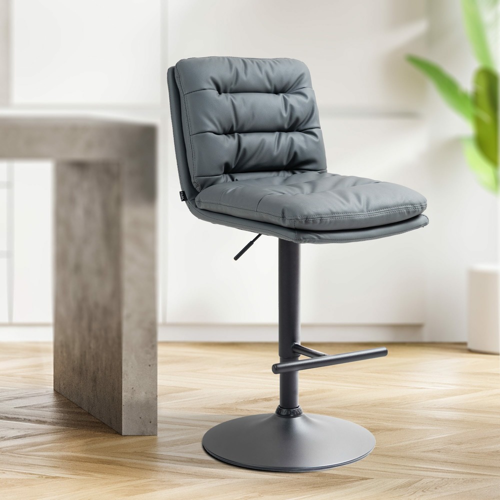 Tabouret de bar damar simili cuir noir