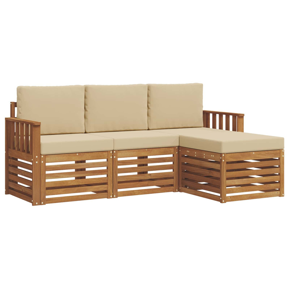 Ensemble de canapés d'extérieur 4 pcs naturel et beige