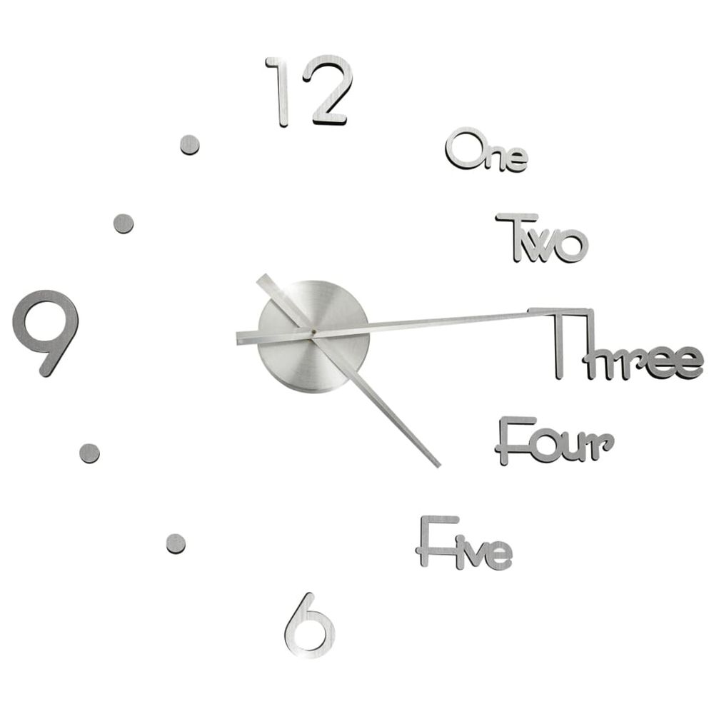 Horloge murale 3d design moderne argenté 100 cm xxl