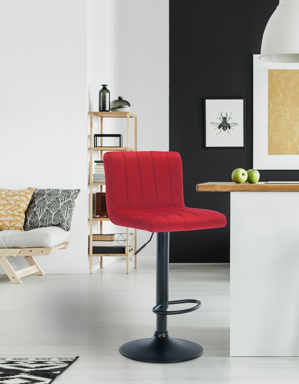 Tabouret de bar jamie velours