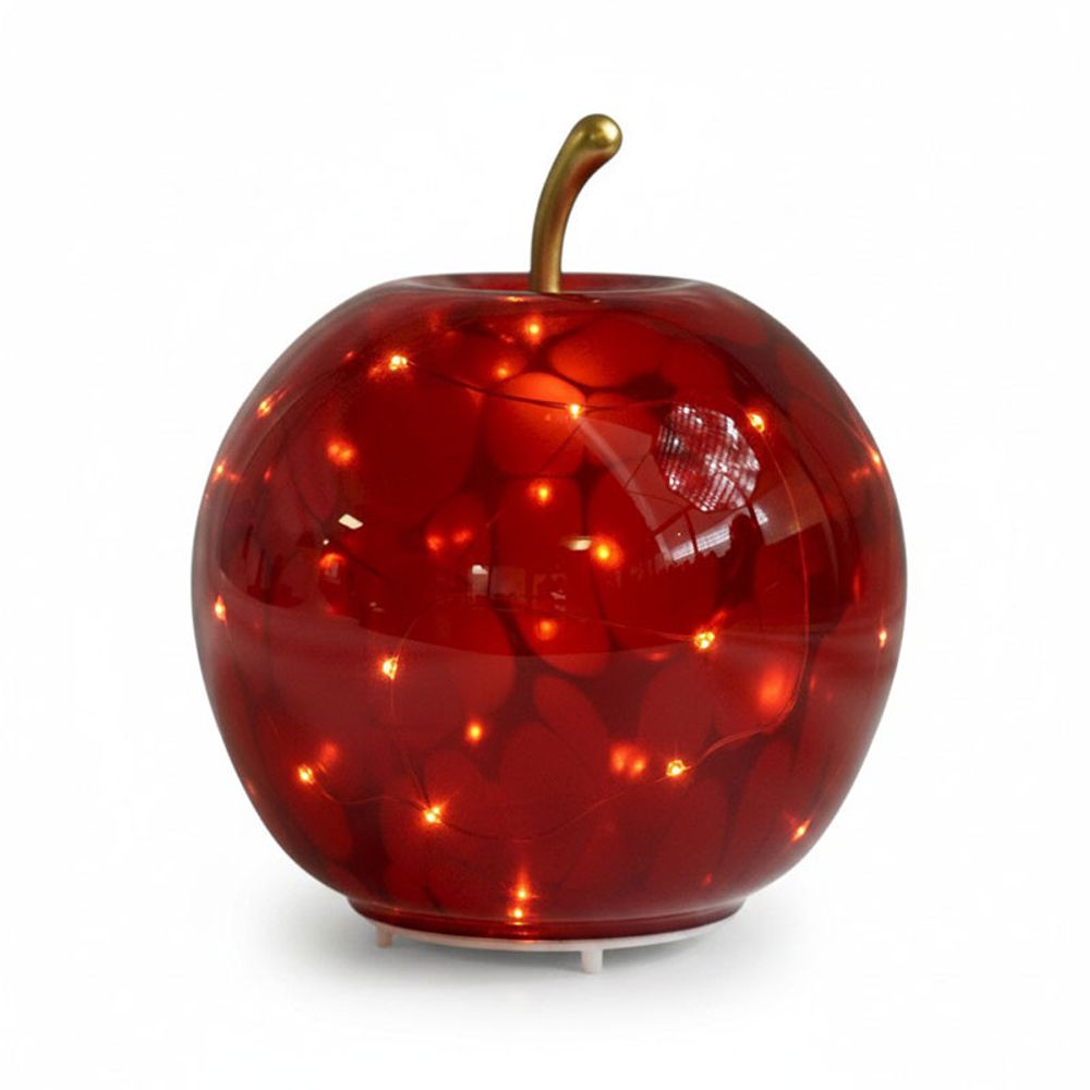 Lampe à poser led pomme rouge verre 15x15x17cm
