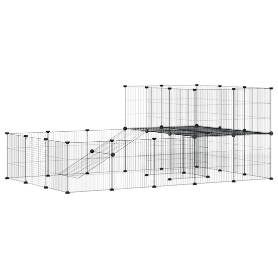 Cage animaux de compagnie à 36 panneaux et porte noir 35x35 cm