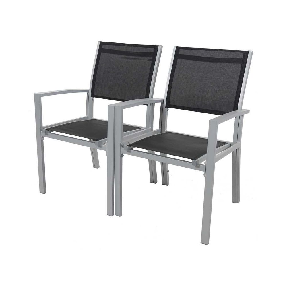 Fauteuil jardin Alu/Textilène Tropic - Phoenix - Noir - Lot de 2