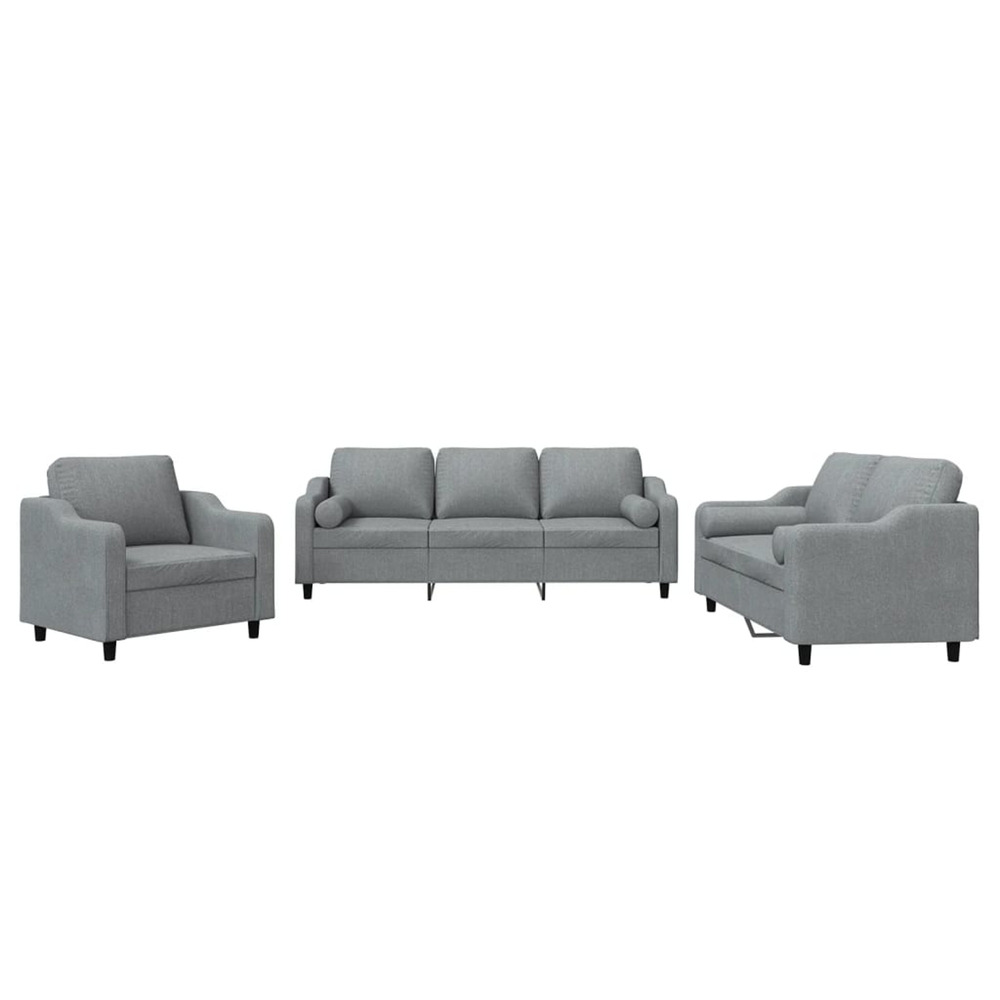 Ensemble de canapés 3 pcs coussins gris clair tissu