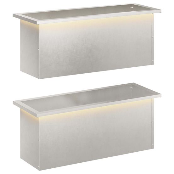 Jardinière d'extérieur de jardin avec led 2 pc argenté 30 x 80 x 30 cm