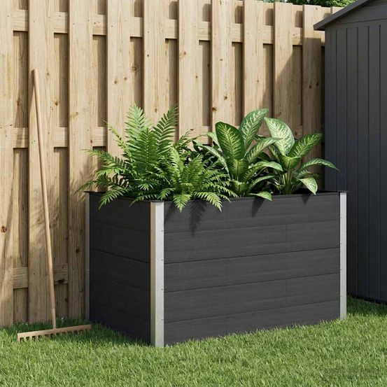 Jardinière surélevée wpc aluminium pour potager et jardin extérieur noir 150x100cm