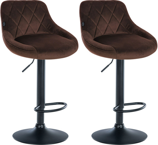 Lot de 2 tabourets de bar lazio velours noir