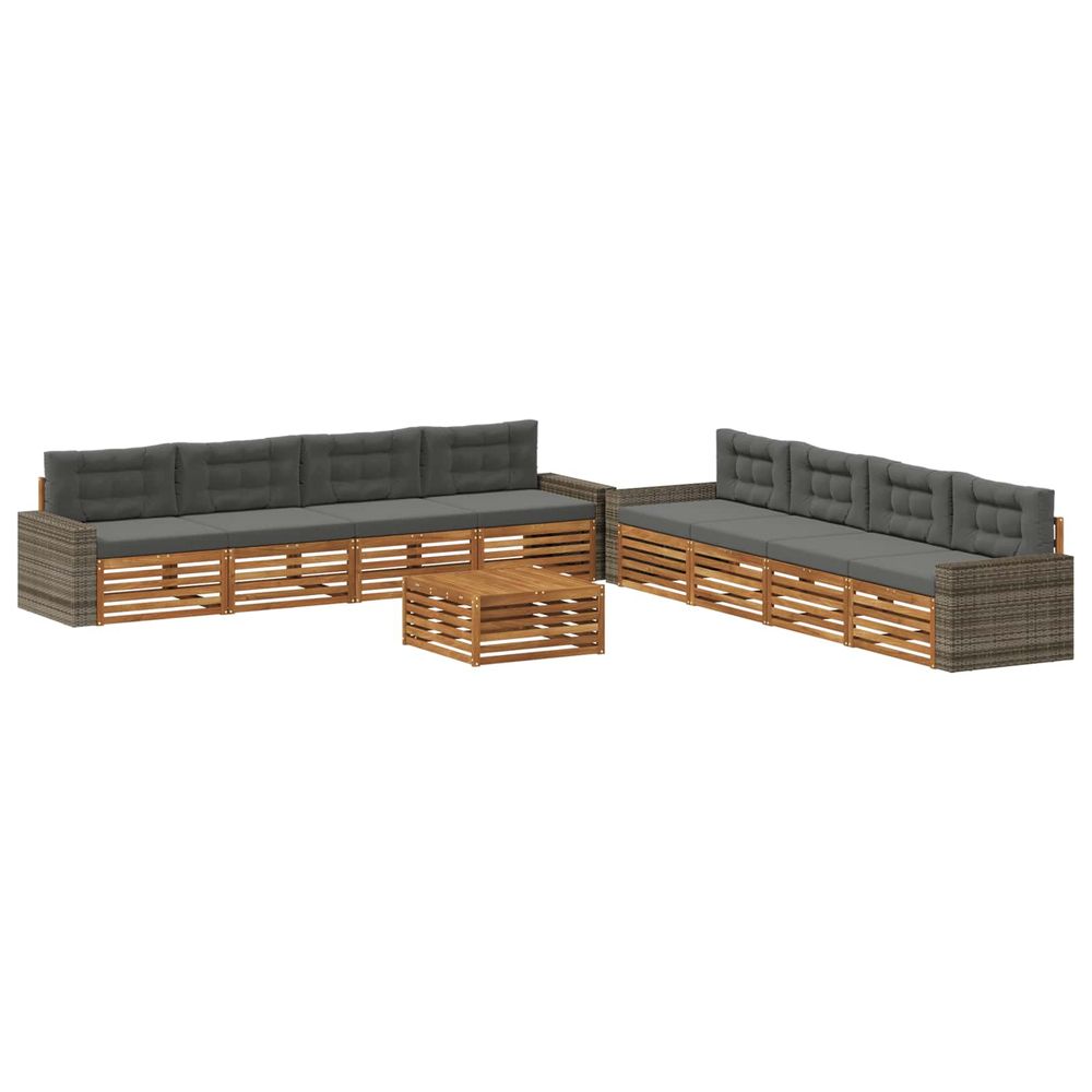 Ensemble de canapés d'extérieur 9 pc naturel et anthracite