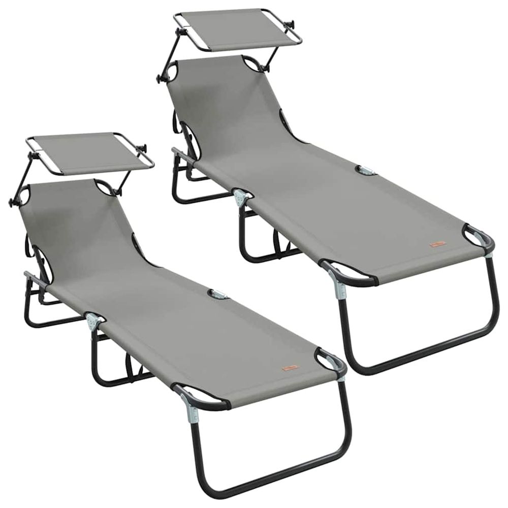 Chaise longue pliante 2 pc oxford gris bain de soleil