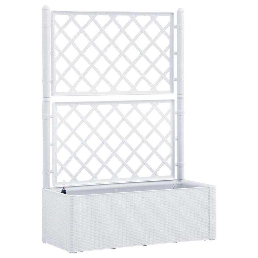 Lit surélevé de jardin et treillis et système d'arrosage blanc