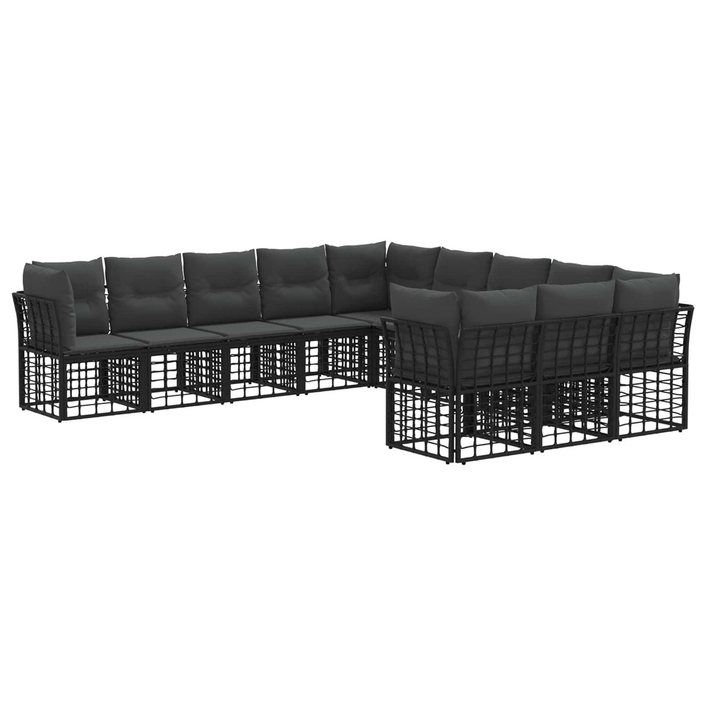 Ensemble de canapés d'extérieur noir et gris foncé polyester