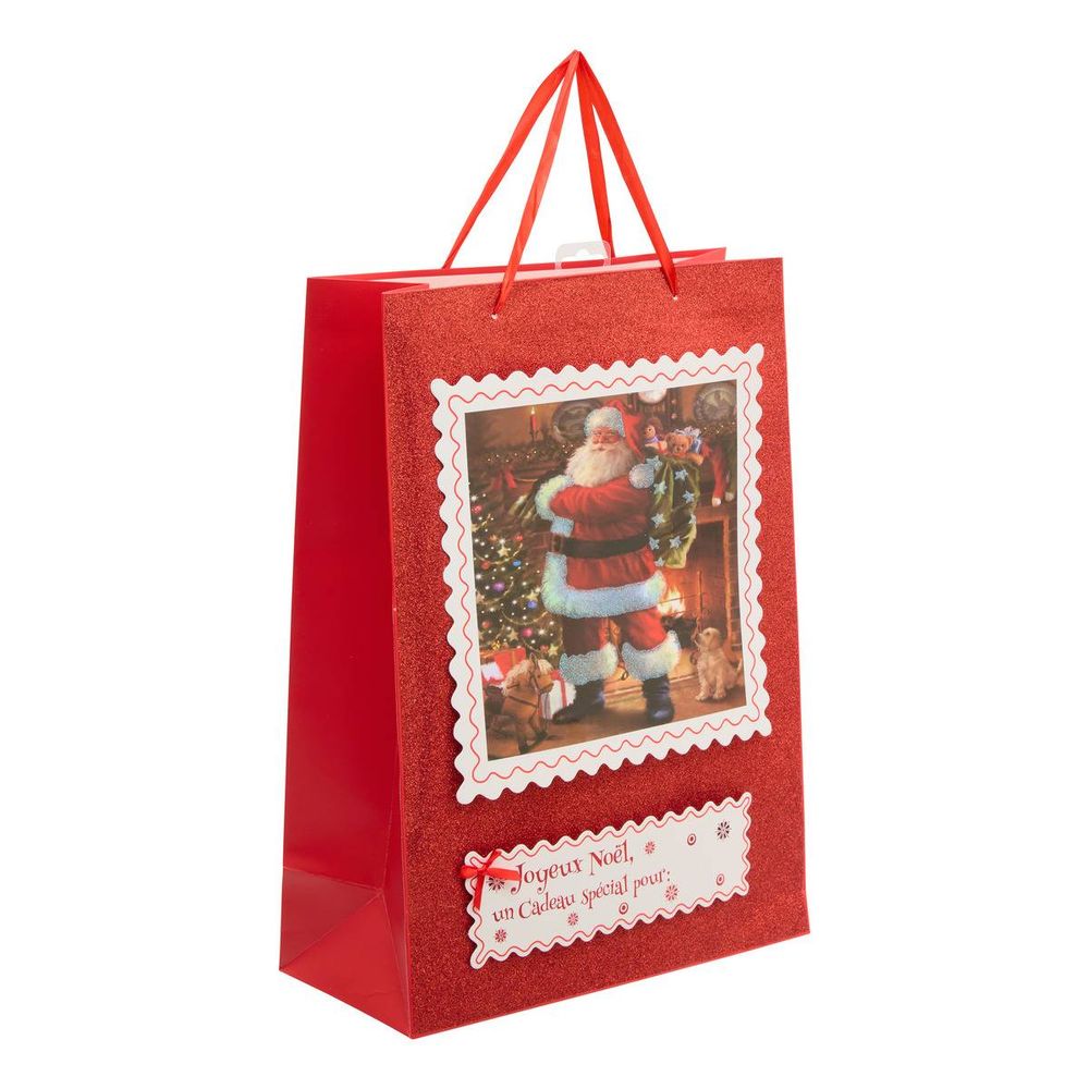 Sac cadeau père noël timbre grand modèle