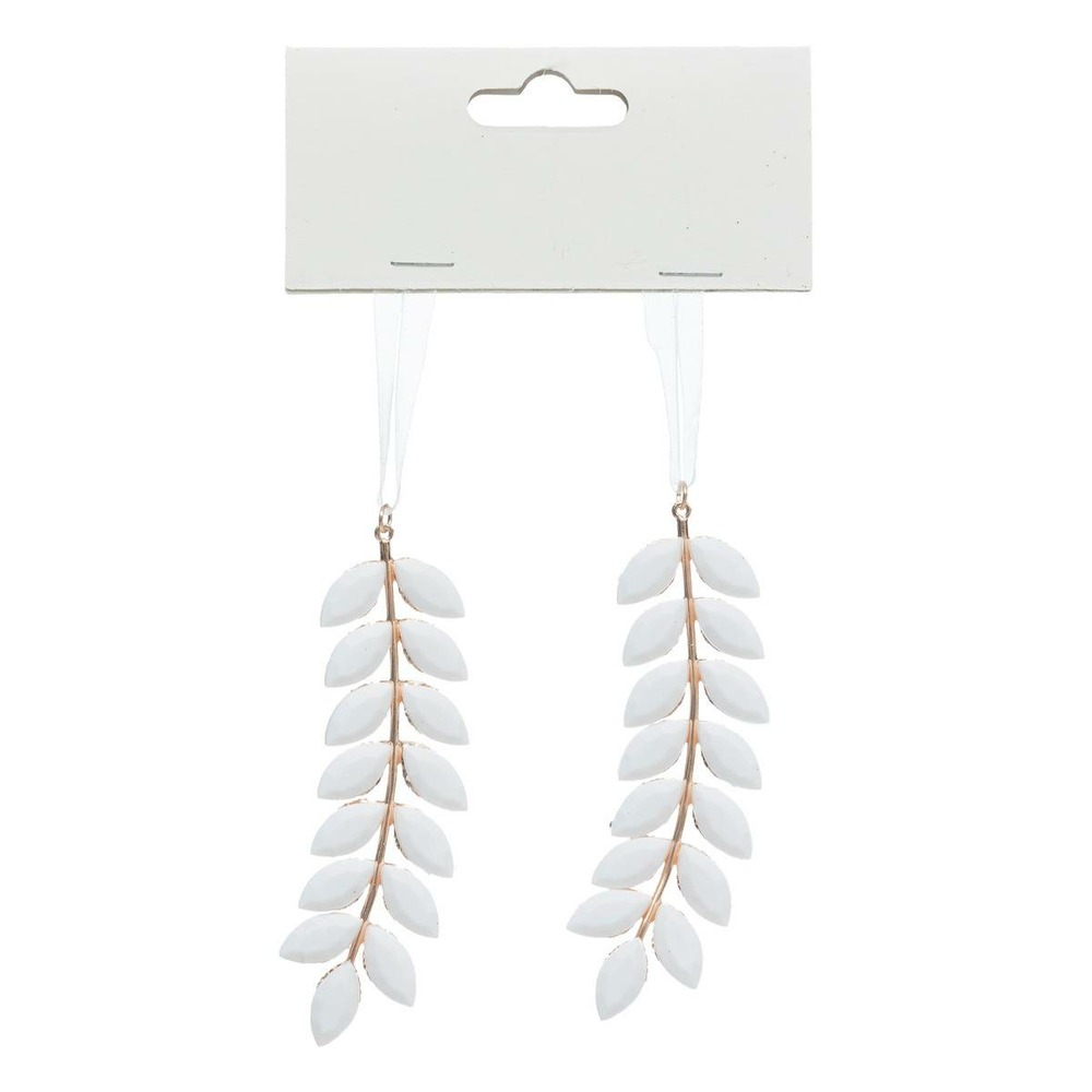 Décoration de sapin feuille x2 blanc rose 10cm
