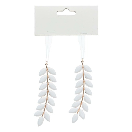 Décoration de sapin feuille x2 blanc rose 10cm