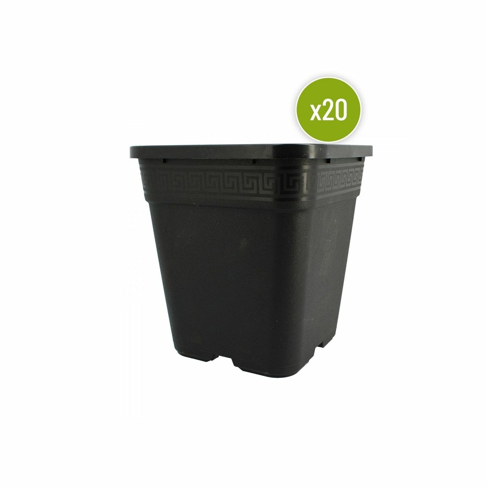 Lot de 20 pots carres noirs 19 x 19 x 21 cm