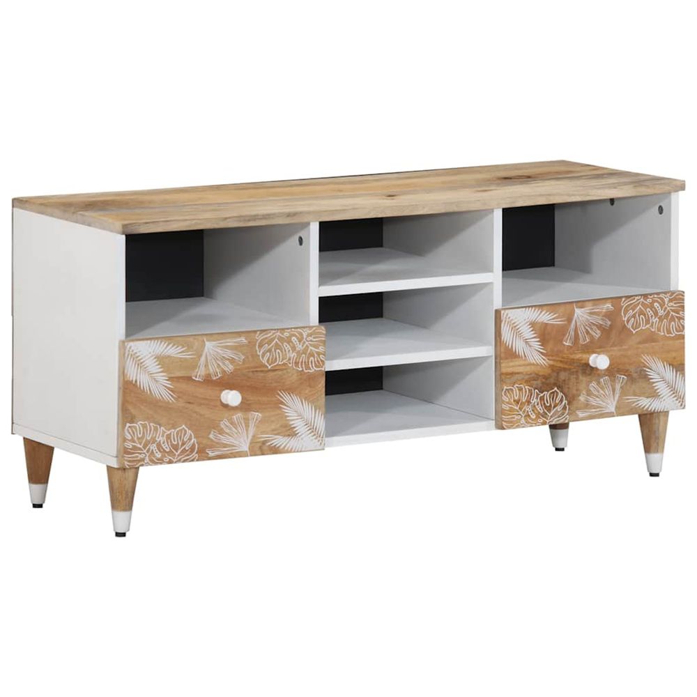 Meuble tv 100x33,5x46 cm bois massif de manguier