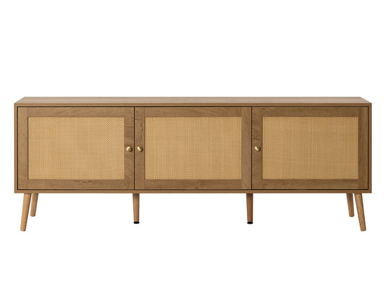 Goto - meuble tv - effet bois et cannage - 3 portes - 167 cm