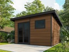 Abri bois composite alma - 15m² brun - epaisseur madriers : 28mm - cabane de jardin - grilles d'aeration - porte double - gouttiere