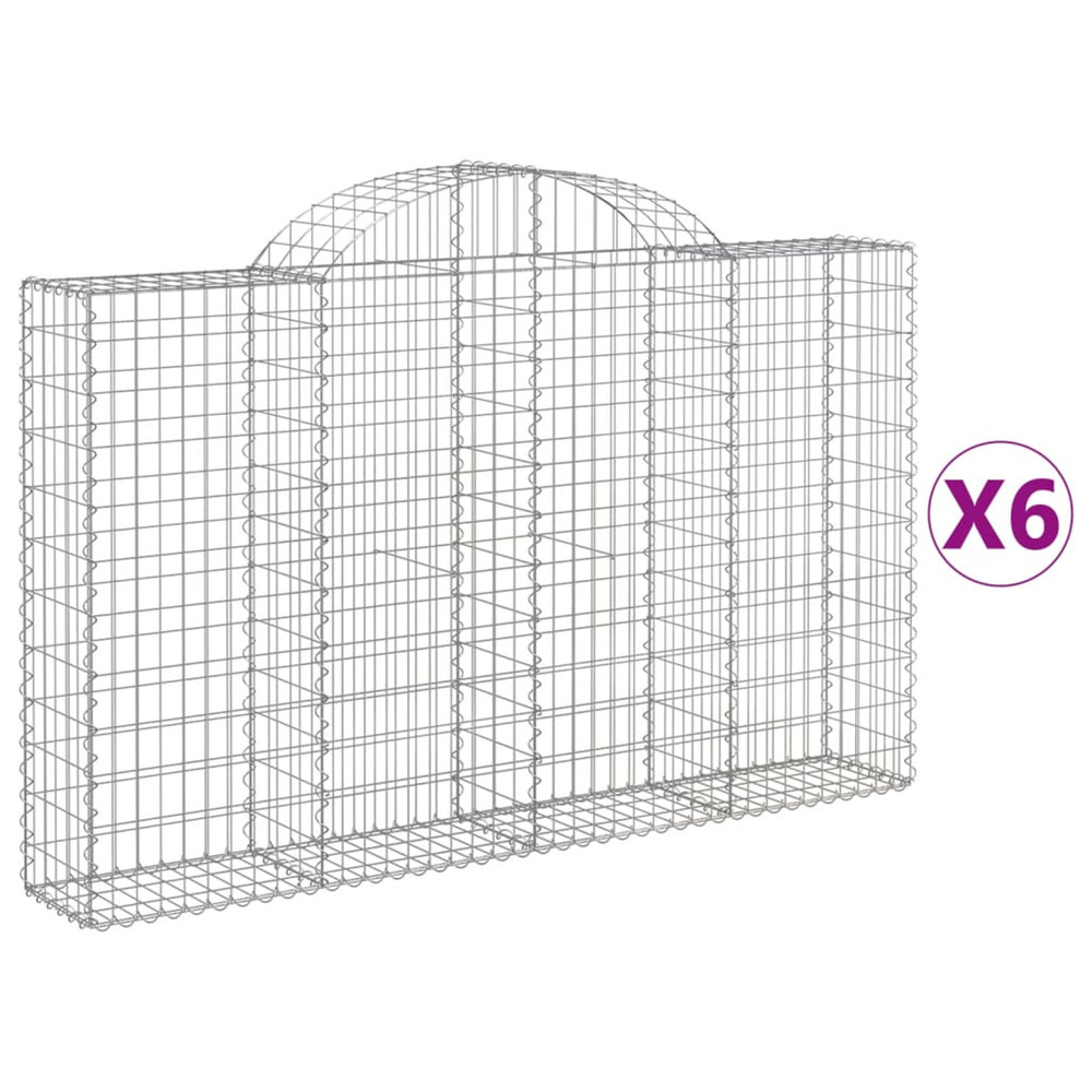 Paniers à gabions arqués 6 pcs 200x30x120/140 cm fer galvanisé