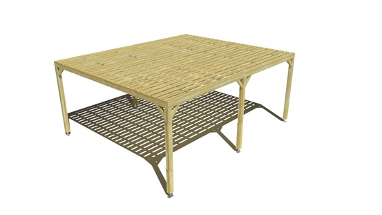 Pergola bois • 6m x 5m • indépendante • sens profondeur • platelage bois • livraison comprise