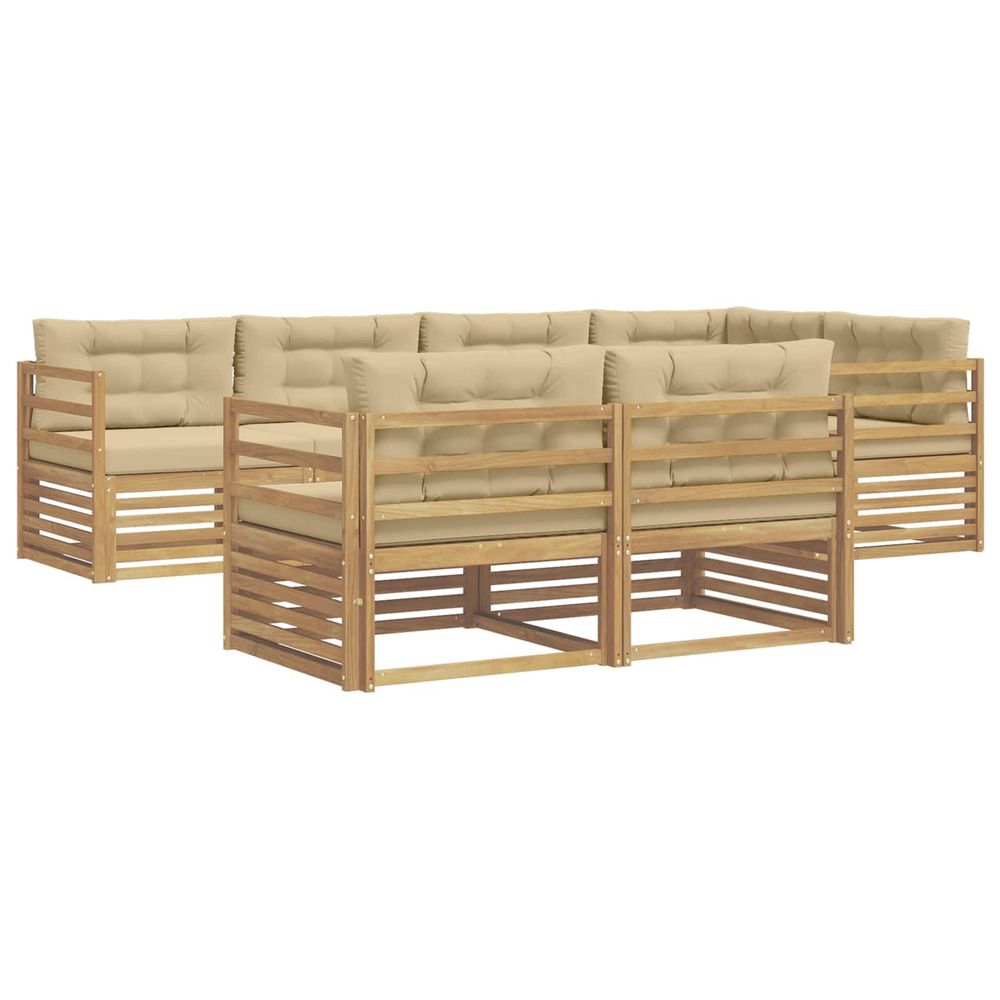 Ensemble de canapés d'extérieur 7 pc blanc et beige polyester